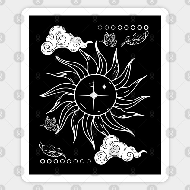 Celestial Sun and Clouds – Minimal Nature Artwork Magnet by MakerMind8.2